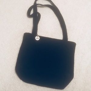 The SAK Black knitted woven shoulder bag purse